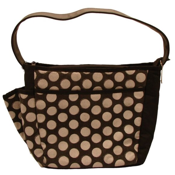 Fit & Fresh Insulated Lunch Bag Tote Black White Polka Dot Side Drink Holder - Picture 1 of 11